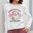 Retro Pink Christmas Santa's Favorite Art Teacher Artist Women Long Sleeve T-Shirt, funny design