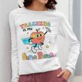 Retro Teaching Is My Superpower Apple Teacher Appreciation Women Long Sleeve T-Shirt, funny design