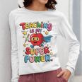 Retro Teaching Is My Superpower Apple Teacher Appreciation Women Long Sleeve T-Shirt, funny design Retro Teaching Is My Superpower Apple Teacher Appreciation Women Long Sleeve T-Shirt, funny design