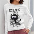 Science Teacher Appreciation Merch -Adults -Youth Grey Classic Fit Modern Science Theme Cartoon Women Long Sleeve T-Shirt, Science Teacher Gifts, funny design