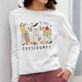 Silly Goose Spooky Teacher Halloween Cute Goosebumps Women Long Sleeve T-Shirt, funny design