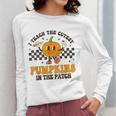 I Teach The Cutest Pumpkins In The Patch Groovy Teacher Fall Women Long Sleeve T-Shirt, Groovy Teacher Gifts, funny design