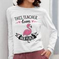 This Teacher Loves Her Flock Cute Flamingo Teacher Women Long Sleeve T-Shirt, funny design