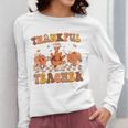 Thankful Teacher Retro Groovy Thanksgiving Fall Women Men Women Long Sleeve T-Shirt, Groovy Teacher Gifts, funny design