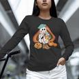 Art Teacher Painting Brushes Retro Pumpkin Ghost Artist Women Long Sleeve T-Shirt, gift for family, gift for coworker