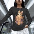 Coquette Music Note Patchwork Ghost Music Teacher Halloween Women Long Sleeve T-Shirt, gift for family, gift for coworker