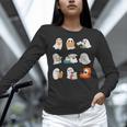 Ghost Reading Teacher Halloween Librarian Book Lover School Women Long Sleeve T-Shirt, gift for family, gift for coworker