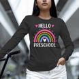 Hello Preschool Teacher Student Girls Rainbow Back To School Women Long Sleeve T-Shirt, gift for family, gift for coworker Hello Preschool Teacher Student Girls Rainbow Back To School Women Long Sleeve T-Shirt, gift for family, gift for coworker