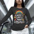 Kindness Comes In Many Languages ESL English Teacher Women Long Sleeve T-Shirt, Esl Teacher Shirts, English Teacher Shirts, gift for family, gift for coworker