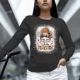 Messy Bun Spooky Teacher Bleached Halloween Teachers Women Long Sleeve T-Shirt, gift for family, gift for coworker