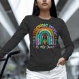 Musical Teacher Teaching Music Is My Jam Rainbow Tie Dye Women Long Sleeve T-Shirt, gift for family, gift for coworker