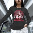 Rainbow Retro Homeschool Mom Teacher I Teach In My Pajamas Women Long Sleeve T-Shirt, gift for family, gift for coworker
