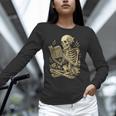 Skeleton Book Floral Skull Halloween Teacher Costume Women Long Sleeve T-Shirt, gift for family, gift for coworker