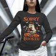Sorry I'm Booked Ghost Reading Book Lover Teacher Halloween Women Long Sleeve T-Shirt, gift for family, gift for coworker