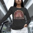 Special Education Shirt Teacher SPED Leopard Boho Rainbow Women Long Sleeve T-Shirt, gift for family, gift for coworker