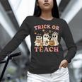 Teacher Halloween Trick Or Teach Cute Ghost Coffee Pumpkins Women Long Sleeve T-Shirt, gift for family, gift for coworker