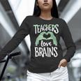 Teachers Love Brains Halloween Costume Trick Treat Zombie Women Long Sleeve T-Shirt, gift for family, gift for coworker