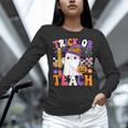 Trick Or Teach Teacher Pencil Ghost Halloween Teacher Women Long Sleeve T-Shirt, gift for family, gift for coworker