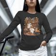 Vintage Ghost Book Reading Pumpkin Gothic Halloween Teachers Women Long Sleeve T-Shirt, gift for family, gift for coworker