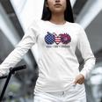 American Flag Teach Love Freedom Preschool Teacher 4th July Women Long Sleeve T-Shirt, gift for family, gift for coworker