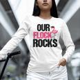Our Flock Rocks Flamingo Mother's Day Teacher Women Long Sleeve T-Shirt, gift for family, gift for coworker