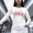 Preppy Pre k Back To School Pre-k Teachers Girls Cute Bow Women Long Sleeve T-Shirt, gift for family, gift for coworker Preppy Pre k Back To School Pre-k Teachers Girls Cute Bow Women Long Sleeve T-Shirt, gift for family, gift for coworker