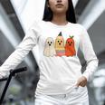Retro Pencil Ghost Boo Spooky Teacher Halloween Costume Women Long Sleeve T-Shirt, gift for family, gift for coworker