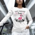 This Teacher Loves Her Flock Cute Flamingo Teacher Women Long Sleeve T-Shirt, gift for family, gift for coworker