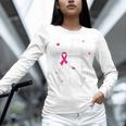 I Wear Pink For My Teacher Breast Cancer Awareness Support Men Women Women Long Sleeve T-Shirt, gift for family, gift for coworker