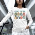 Women Literacy Is My Jam Literacy Teacher Reading Teacher Women Long Sleeve T-Shirt, gift for family, gift for coworker Women Literacy Is My Jam Literacy Teacher Reading Teacher Women Long Sleeve T-Shirt, gift for family, gift for coworker