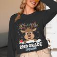 2nd Grade Teacher Christmas Second Grade Squad Reindeer Xmas For Men Women Kids Women Long Sleeve T-Shirt, novelty gifts, funny gifts