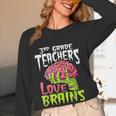 3rd Grade Teachers Love Brains Zombie Teacher Halloween Women Long Sleeve T-Shirt, novelty gifts, funny gifts