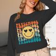 Back To School Groovy Smile Preschool Teachers Students Kids Women Long Sleeve T-Shirt, novelty gifts, funny gifts