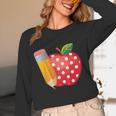 Back To School Pencil And Apple Teacher Student Women Long Sleeve T-Shirt, novelty gifts, funny gifts