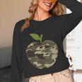 Camo Apple Camouflage Clothing School Student Camo Teacher Men Women Kids Women Long Sleeve T-Shirt, novelty gifts, funny gifts