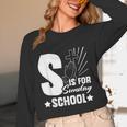 Christian Teacher S Is For Sunday School Essentials Women Long Sleeve T-Shirt, novelty gifts, funny gifts Christian Teacher S Is For Sunday School Essentials Women Long Sleeve T-Shirt, novelty gifts, funny gifts