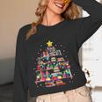Christmas Library Tree Love Reading Books Nerd Teacher Women Long Sleeve T-Shirt, novelty gifts, funny gifts