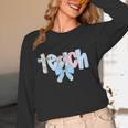 Coquette Bow Teach Teacher Happy First Day Back To School Women Long Sleeve T-Shirt, novelty gifts, funny gifts