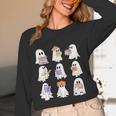 Cute Ghost Reading Books Teacher Halloween Reading Men Women Kids Women Long Sleeve T-Shirt, novelty gifts, funny gifts