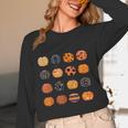 Folk Art Pumpkins Teacher Nurses Admin Witch Halloween Cute Women Long Sleeve T-Shirt, novelty gifts, funny gifts