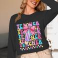 Groovy Teacher Cute Coquette Bow Flower Retro Back To School Women Long Sleeve T-Shirt, novelty gifts, funny gifts Groovy Teacher Cute Coquette Bow Flower Retro Back To School Women Long Sleeve T-Shirt, novelty gifts, funny gifts