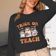 Halloween Teacher Ghosts Trick Or Teach Retro Costume Women Women Long Sleeve T-Shirt, novelty gifts, funny gifts