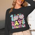 Happy 100th Day Of School 100 Days Brighter Teachers Kids Women Long Sleeve T-Shirt, novelty gifts, funny gifts