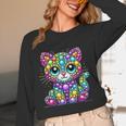 Happy Dot Day Colorful Polka Dot Cat Kitten Teachers Kids Women Long Sleeve T-Shirt, novelty gifts, funny gifts