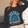 Happy Teacher I Wear Blue For My Students Autism Awareness Women Long Sleeve T-Shirt, novelty gifts, funny gifts