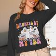 Haunted By My TBR Cute Ghosts Book Reading Teacher Halloween Women Long Sleeve T-Shirt, novelty gifts, funny gifts