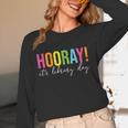 Hooray It's Library Day Teacher Reader Books Back To School Women Long Sleeve T-Shirt, novelty gifts, funny gifts