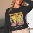 Interventionist Teacher Groovy Coquette Bow Back To School Women Long Sleeve T-Shirt, novelty gifts, funny gifts Interventionist Teacher Groovy Coquette Bow Back To School Women Long Sleeve T-Shirt, novelty gifts, funny gifts