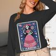 La Maestra Halloween Mexican Bingo Card Teacher Lottery Card Women Long Sleeve T-Shirt, novelty gifts, funny gifts La Maestra Halloween Mexican Bingo Card Teacher Lottery Card Women Long Sleeve T-Shirt, novelty gifts, funny gifts