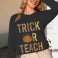 Leopard Trick Or Teach Halloween Teacher Costume Women Women Long Sleeve T-Shirt, novelty gifts, funny gifts
